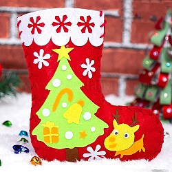 Набор рождественских носков из нетканого материала своими руками, включая ткань, игла, шнур, рождественская елка