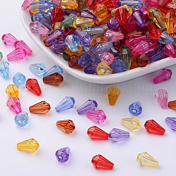 Transparent Acrylic Beads, teardrop, Mixed-Color, Dyed, about 9mm long, 6mm wide, hole:1.2mm, about 4000pcs/500g