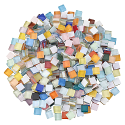Dikosmetische 400g Glasmosaikfliesen, Quadratische Mosaikfliesen, für DIY Mosaik Kunsthandwerk, Bilderrahmen und mehr, Mischfarbe, 10x10x3.5 mm, ca. 450 Stk.