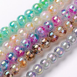 AB Color Plated Glass Round Bead Strands, Spray Painted Style, Mixed Color, 4~5mm, Hole: 1mm, about 224pcs/strand, 31.5inch