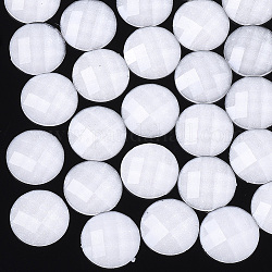 Resin Cabochons, with Glitter Powder, Faceted, Dome/Half Round, Creamy White, 10x2.5mm