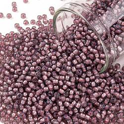 TOHO Round Seed Beads, Japanese Seed Beads, (305) Inside Color Crystal/Blush Lined, 11/0, 2.2mm, Hole: 0.8mm, about 1110pcs/bottle, 10g/bottle