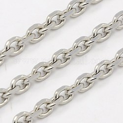 3.28 Feet 304 Stainless Steel Cable Chains, Faceted, Stainless Steel Color, 3.9x2.9x0.8mm