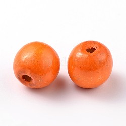 Wood Beads, Round, Lead Free, Dyed, Orange, about 18mm wide, 16mm high, hole: 4mm, about 600pcs/1000g