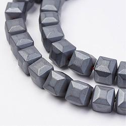 Non-magnetic Synthetic Hematite Beads Strands, Frosted, Cube, 6x6x6mm, Hole: 1mm, about 69pcs/strand, 15.74 inch