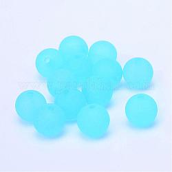 Transparenten Acryl-Kugel Perlen, bereift Stil, Runde, Deep-Sky-blau, 10 mm, Bohrung: 2 mm, ca. 938 Stk. / 500 g