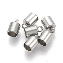 201 Stainless Steel Cord Ends, End Caps, Column, Stainless Steel Color, 9x5mm, Hole: 2mm, Inner Diameter: 4mm