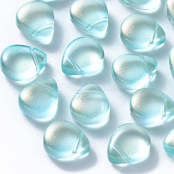 Transparente sprühlackierte Glasperlen, oben gebohrte Perlen, mit Glitzerpulver, Träne, blassem Türkis, 12.5x10.5x5.5 mm, Bohrung: 0.9 mm