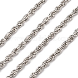 Cadenas de cuerda de hierro, sin soldar, de color platino, con carrete, link: 3 mm, alambre: 0.6 mm de espesor, aproximadamente 328.08 pie (100 m) / rollo