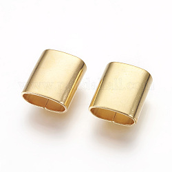 201 Stainless Steel Slide Charms, Oval, Real 24K Gold Plated, 10x9x4.5mm, Hole: 3.5x7.5mm