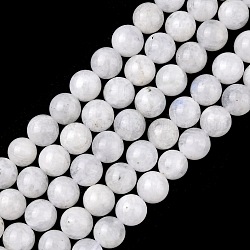 Brins de perles de pierre de lune arc-en-ciel naturel, ronde, blanc, 6mm, Trou: 1mm, 62 pcs / chapelet, 15.74 pouce
