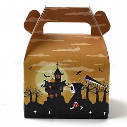Boîtes à cupcakes en papier thème halloween, coffrets cadeaux portables, pour les boîtes de bonbons de mariage, rectangle, motif crâne, plier: 8.5x11.5x15 cm, déplier: 42.5x22.5x0.03cm