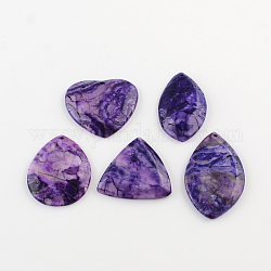 Dyed Natural Crazy Agate Gemstone Pendants, Mixed Shape, 43~60x30~46x5~7mm, Hole: 2mm