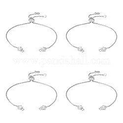 Bracelets coulissants en laiton réglables à placage en rack, avec strass cristal, pour la fabrication de bracelets, Plaqué longue durée, étoiles du nord, platine, 4-3/4 pouce (12 cm)