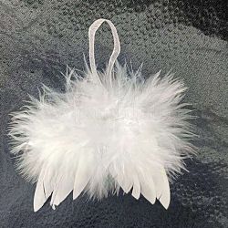 Mini Doll Angel Wing Feather, with Polyester Rope, for DIY Moppet Makings Kids Photography Props Decorations Accessories, White, 80x70mm