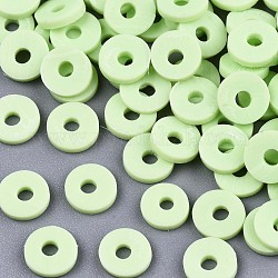 Perles en pâte polymère manuel, pour les fournitures de bricolage bijoux artisanat, disque / plat rond, perles heishi, vert pale, 4x1mm, Trou: 1mm, environ 55000 pcs/1000 g