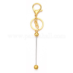 Porte-clés perlé barre en alliage pour la fabrication de bijoux bricolage artisanat, Avec fermoirs en homard en fer et anneau en fer, or, 15.5~15.8 cm