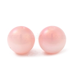 Cuentas de resina opacas iridiscentes, perlas de caramelo, redondo, rosa brumosa, 12x11.5mm, agujero: 2 mm