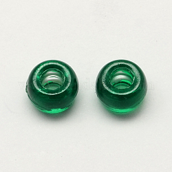 Silver Foil Acrylic European Beads, Large Hole Barrel Beads, Dark Green, 9x6mm, Hole: 4mm, about 1800pcs/500g