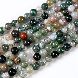 Rondes naturels indiens perles d'agate brins, 6mm, Trou: 1.5mm, Environ 63 pcs/chapelet, 15.7 pouce