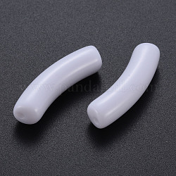 Opaque Acrylic Beads, Curved Tube, Creamy White, 32x9.5x8mm, Hole: 1.8mm, about 330pcs/500g