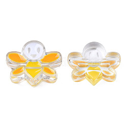 Perles en émail acrylique transparent, abeilles, orange, 22x27x8mm, Trou: 3mm