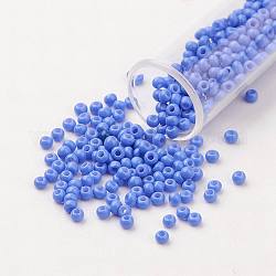 11/0 grado a cuentas redondas de semillas de vidrio, pintura para hornear, azul aciano, 2.3x1.5mm, agujero: 1 mm, aproximamente 48500 unidades / libra