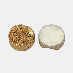 Гальванизирует естественно druzy кристально кабошоны, плоско-круглые, окрашенные, золотые, 18x6~10 мм