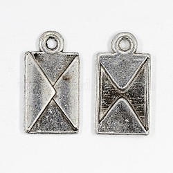 Alloy Charms, Lead Free, Nickel Free and Cadmium Free, Envelope, Antique Silver, about 16.5mm long, 9mm wide, 2mm thick, hole: 1.5mm