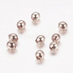 Perlas de espaciador de hierro, sin plomo y cadmio, redondo, oro rosa, 3mm, agujero: 1 mm