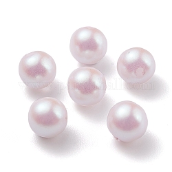 Perles en plastique pompons, perle d'imitation, foré central, ronde, rose, 5.5~6mm, Trou: 1mm