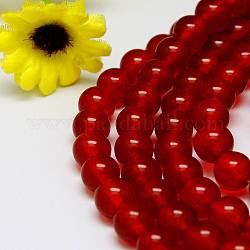 Chapelets de perles en jade de Malaisie naturelle, perles rondes teints, rouge, 6mm, trou: 1 m, Environ 64 pcs/chapelet, 15 pouce