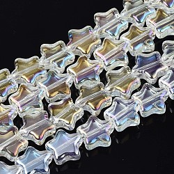Perles en verre plaquent brin, couleur ab , étoiles du nord, clair ab, 8.5x9x3mm, Trou: 0.8mm, Environ 79~80 pcs/chapelet, 24.80 pouce ~ 25.20 pouces (63~64 cm)