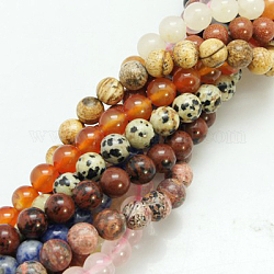 Naturelles et synthétiques mélangées perles de pierre brins, ronde, couleur mixte, 12mm, Trou: 1mm, Environ 33 pcs/chapelet, 15.5 pouce
