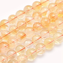 Chapelets de perles de citrine naturelle, ronde, 10mm, Trou: 1mm, Environ 40 pcs/chapelet, 15.5 pouce (39.5 cm)