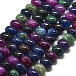 Chapelets de perles d'agate naturelle, teints et chauffée, pierre d'oeuf, couleur mixte, 12x15~16mm, Trou: 1mm, Environ 32 pcs/chapelet, 15.15 pouce (38.5 cm)