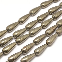 Brins de perles de pyrite naturelle en forme de larme, 30x12mm, Trou: 1mm, Environ 13 pcs/chapelet, 15.7 pouce