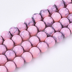 Chapelets de perles en verre peint, ronde, perle rose, 12mm, Trou: 1.3~1.6mm, Environ 66 pcs/chapelet, 31.4 pouce