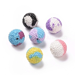 Perles de strass en argile polymère, Perles de boule pavé disco , ronde, couleur mixte, 16mm, Trou: 1.6mm