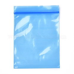 Solid Color PE Zip Lock Bags, Resealable Small Jewelry Storage Bags, Self Seal Bag, Top Seal, Rectangle, Blue, 10x7cm, Unilateral Thickness: 2.7 Mil(0.07mm), about 90~100pcs/bag