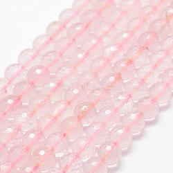 Chapelets de perles en quartz rose naturel, ronde, facette, 8mm, Trou: 1mm, Environ 47 pcs/chapelet, 15.1 pouce (38.5 cm)