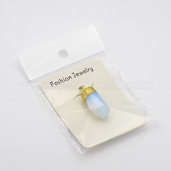 Opalite Pencil Pointed Pendants, with Golden Plated Brass Findings, Bullet, Faceted, 34x13.5x12mm, Hole: 5x8mm