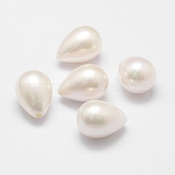 Perle di conchiglia placcate arcobaleno, grado a, lacrima, mezzo forato, 21x15mm, Foro: 1.2 mm, bianco, 21x15mm, Foro: 1.2 mm