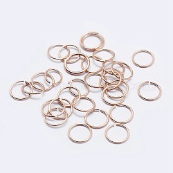 925 anello di salto aperto in argento sterling, anelli rotondi, oro roso, 22 gauge, 4x0.6mm, diametro interno: 2.5mm, circa 306pcs/10g
