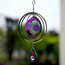 Girandola in metallo 3d, con perline di vetro, per la decorazione pensile del giardino esterno, colore arcobaleno, sole, 150mm