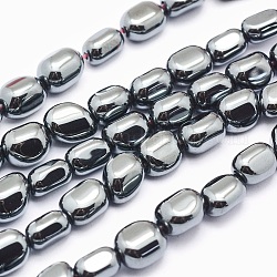 Chapelets de perles en hématite synthétique sans magnétiques, pépites, couleur d'origine, 9x5~7mm, Trou: 1mm, Environ 45 pcs/chapelet, 15.7 pouce (40 cm)