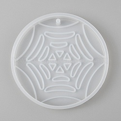 Halloween bricolage pendentif toile d'araignée moules en silicone, moules de résine, pour la résine UV, fabrication de bijoux en résine époxy, blanc, 86x11mm, Trou: 3mm, diamètre intérieur: 80 mm