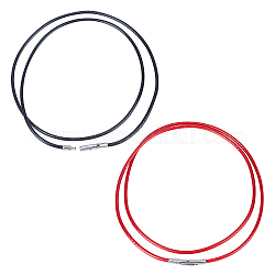 Sunnyclue 2 pz 2 colori poliestere cerato collana di corde fabbricazione, con 304 in acciaio inox chiusure a baionetta, colore acciaio inossidabile, nero & rosso, colore misto, 51x0.2cm