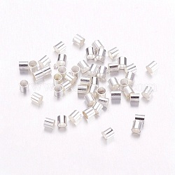 Brass Crimp Beads, Cadmium Free & Lead Free, Tube, Silver Color Plated, about 2mm wide, 2mm long, hole: 1.5mm