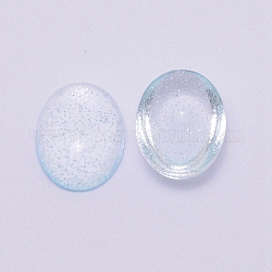 Cabochons en verre, ovale, cyan clair, 18.5x13.5x3mm